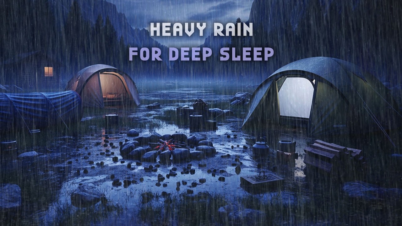 Heavy Mountain Rain & Gentle Thunder 🌧️⛰️ Sleep Deep Inside a Cozy Camping Tent 😴🏕️
