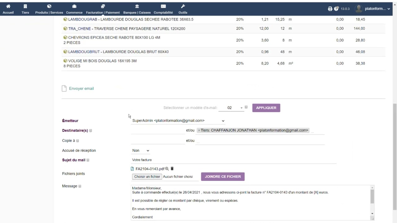 Dolibarr - Editer un mail