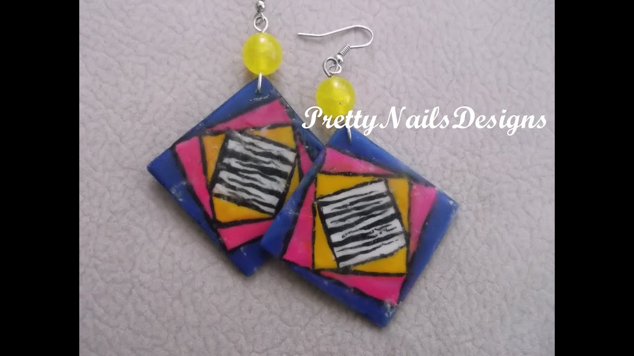 DIY Acrylic Colourful Geometrical Zebra Dangle Earrings