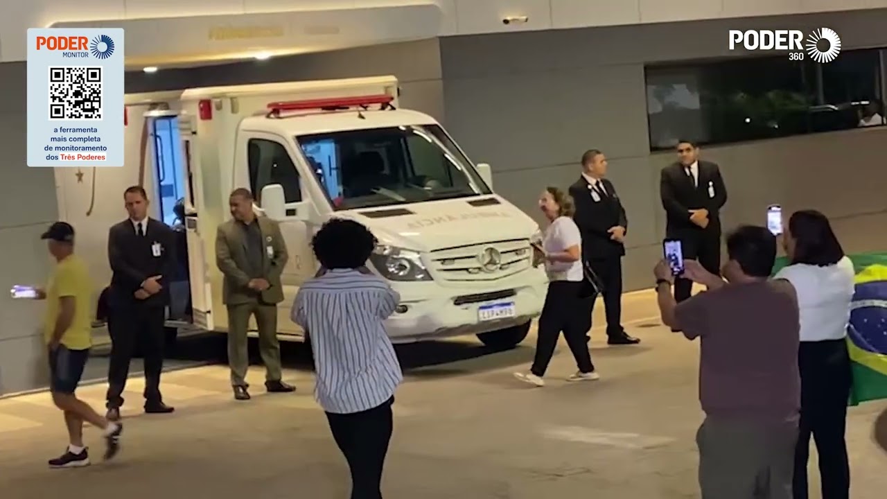 Assista ao momento em que Bolsonaro chega ao DF Star, em Bras&iacute;lia, para fazer cirurgia