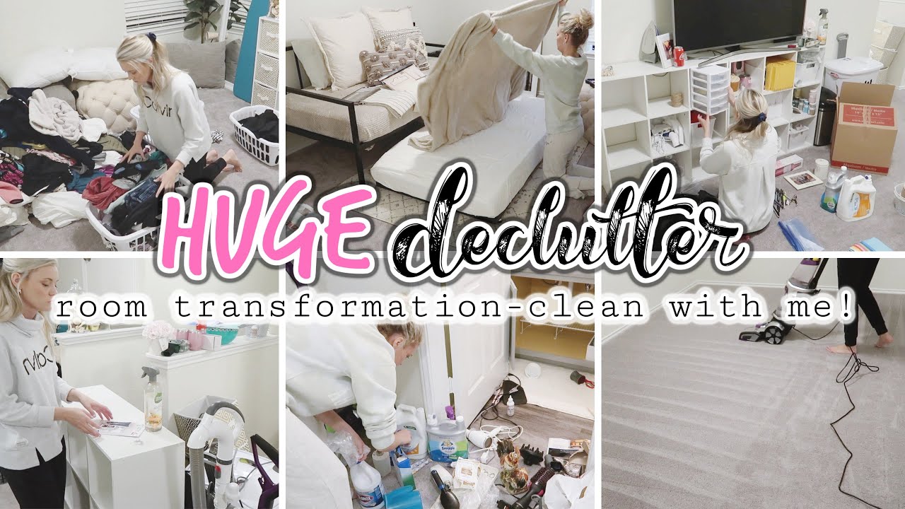 HUGE DECLUTTER AND CLEAN WITH ME//ROOM TRANSFORMATION//SIMPLY KAYLE