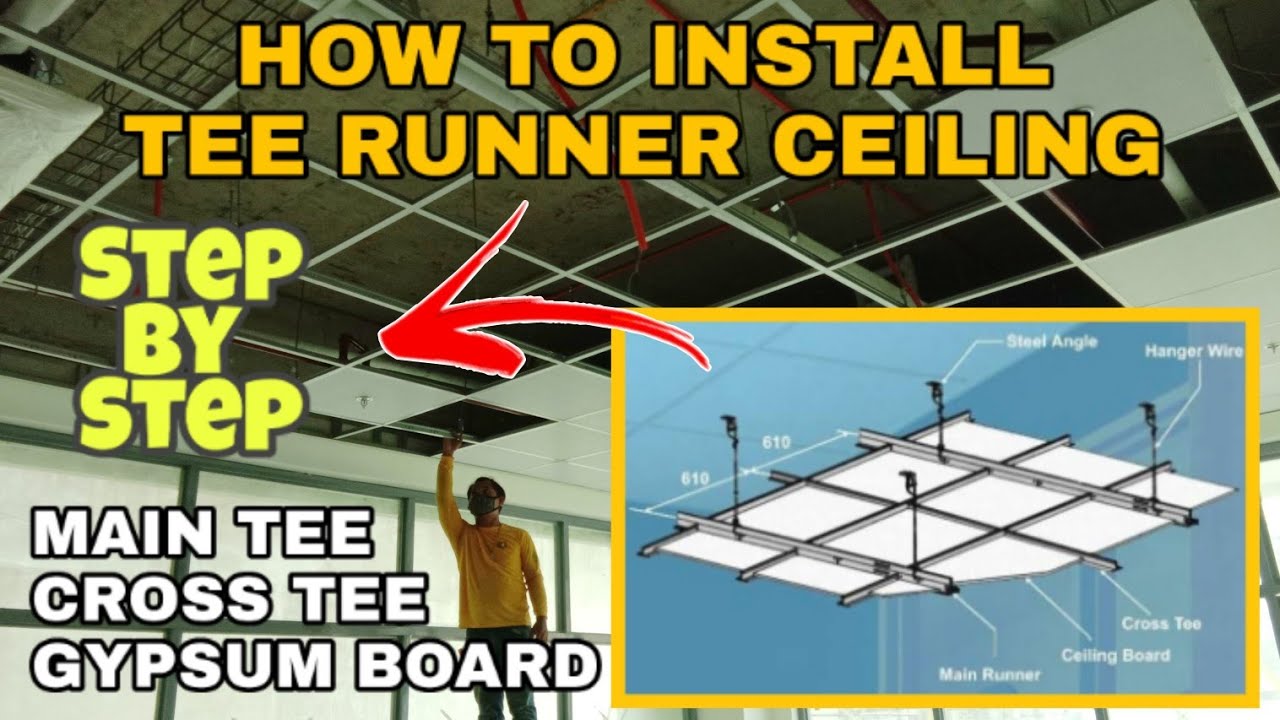 HOW TO INSTALL TEE RUNNER CEILING | ACOUSTIC BOARD GYPSUM BOARD CEILING INSTALLATION