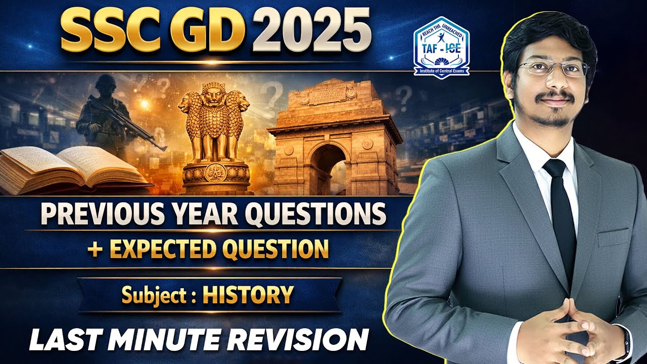 SSC GD 2025  | PYQ + EXPECTED QUESTIONS | SUBJECT : HISTORY | TAF ICE #ssc #sscgd #pyq #arjun