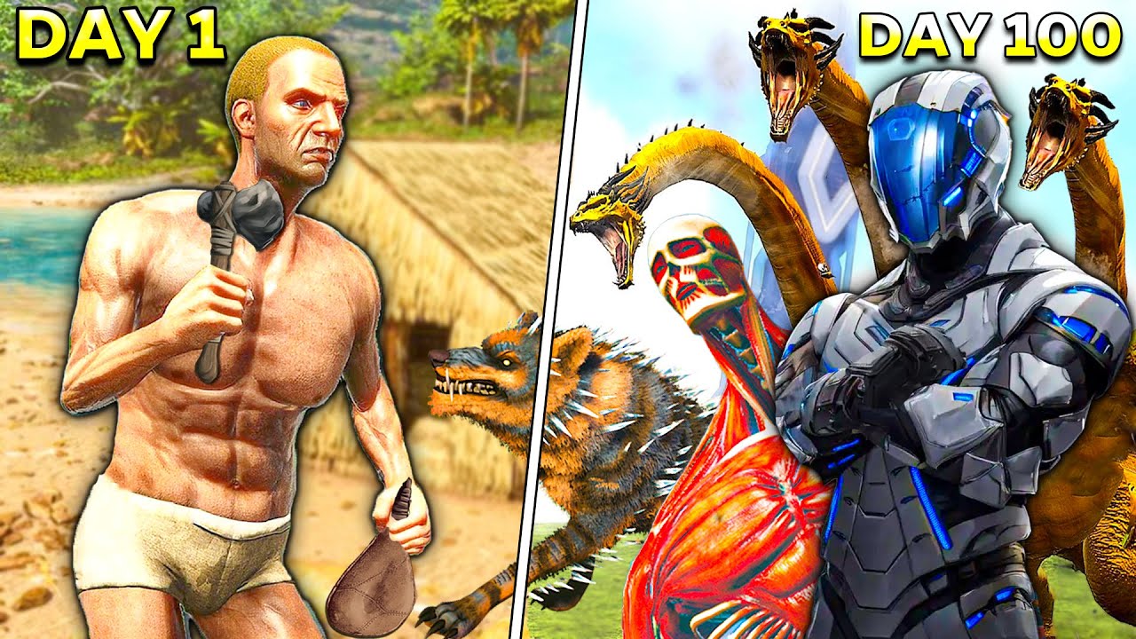100 يوم في ارك كايجو وهذا اللي صار .... | Ark kaiju 100 days