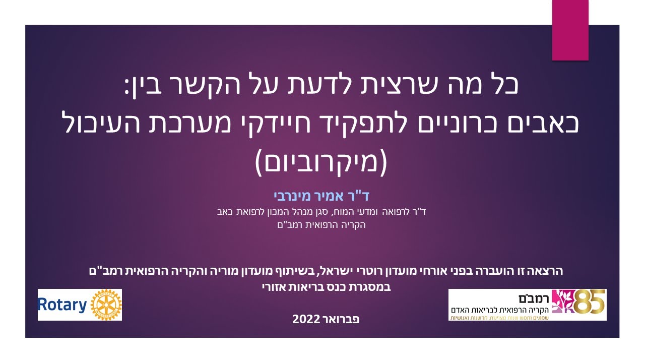 כל מה שרצית לדעת על הקשר בין כאבים כרוניים לתפקיד חיידקי מערכת העיכול (מיקרוביום) - ד