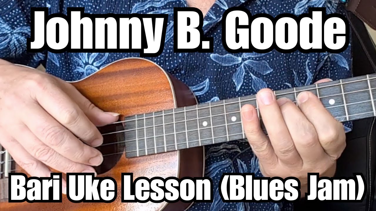 JOHNNY B. GOODE Bari Uke Tutorial + BLUES JAM Chuck Berry w/ Tab and Solo Scales