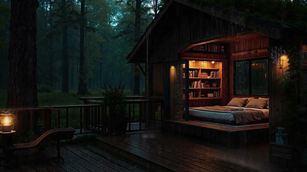 Gentle Rain Falling on a Cozy Cabin in the Woods 🌲 | Peaceful Rain Sounds for Deep Sleep