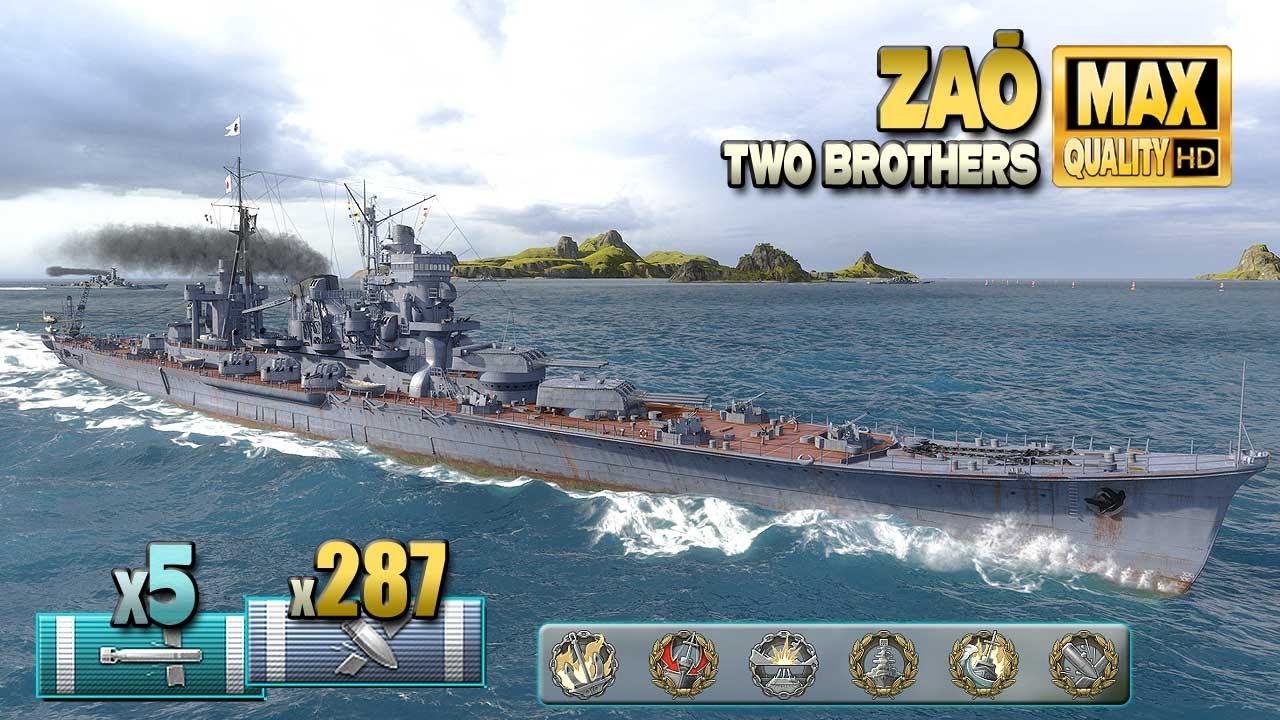 Крейсер Zaō на карте Two Brothers - World of Warships