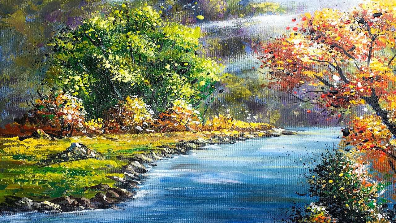 Forest Lake Painting | Easy Acrylic Landscape Painting in Time-lapse | Art Candy Nepal