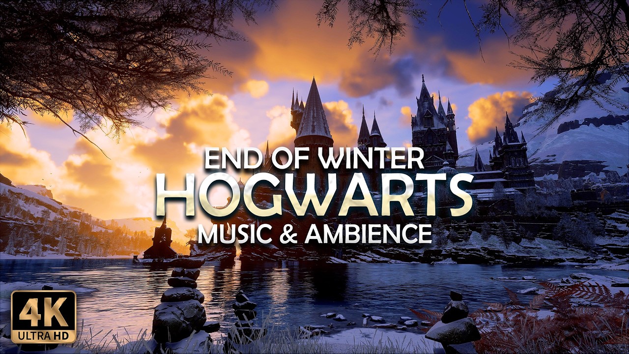 End of Winter Sunset at Hogwarts | 4K Harry Potter Music & Ambience