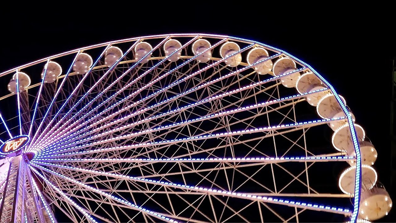 Funfair Night Ambience Sounds With Ferris Wheel For Relaxing And Sleep | 1 Hour