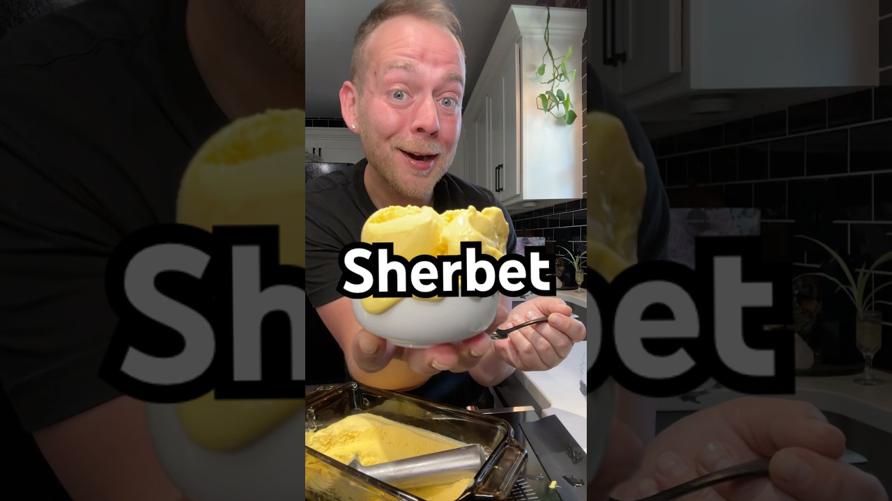 Easy homemade Mango Sherbet way better than any store bought #sherbet 😊 #homemademangosherbet #fyp