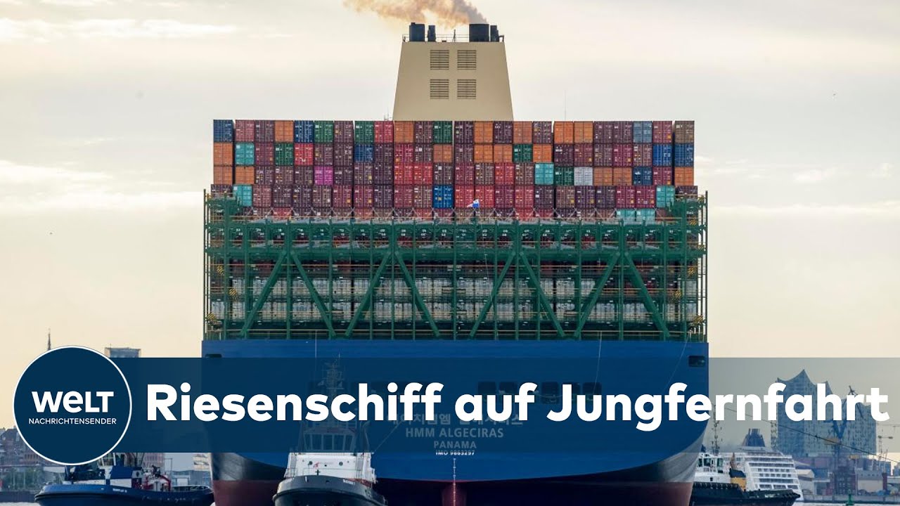 Gr&ouml;&szlig;tes CONTAINERSCHIFF der Welt im Hamburger Hafen eingefahren
