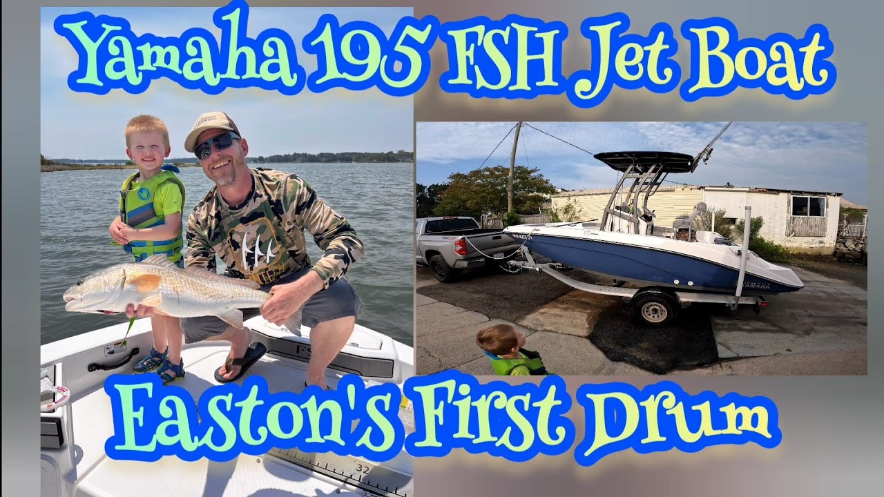 Yamaha 195 FSH Jet Boat Fishing Mission: Easton's First Red Drum And Its A Good One! 🔥 Bay Fishing