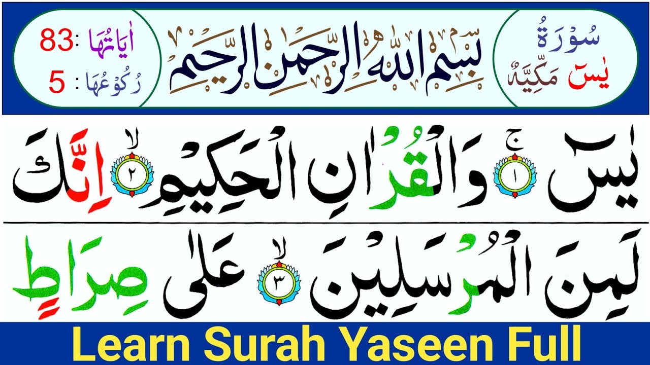 Learn Surah Yasin Full word by word | Surah Yaseen Repeated | How To Recite Quran