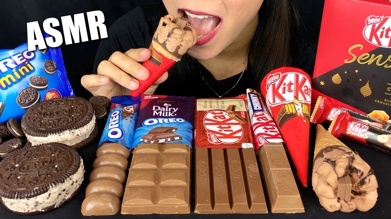 ASMR OREO + KIT KAT CHOCOLATE + ICE CREAM 초콜릿 아이스크림 리얼사운드 먹방 チョコレート | LaniEats ASMR