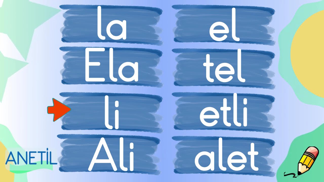 ANETİL Hece ve Kelime Okuma - A,N, E, T, İ ve L harflerinden hece ve kelimeleri oku.