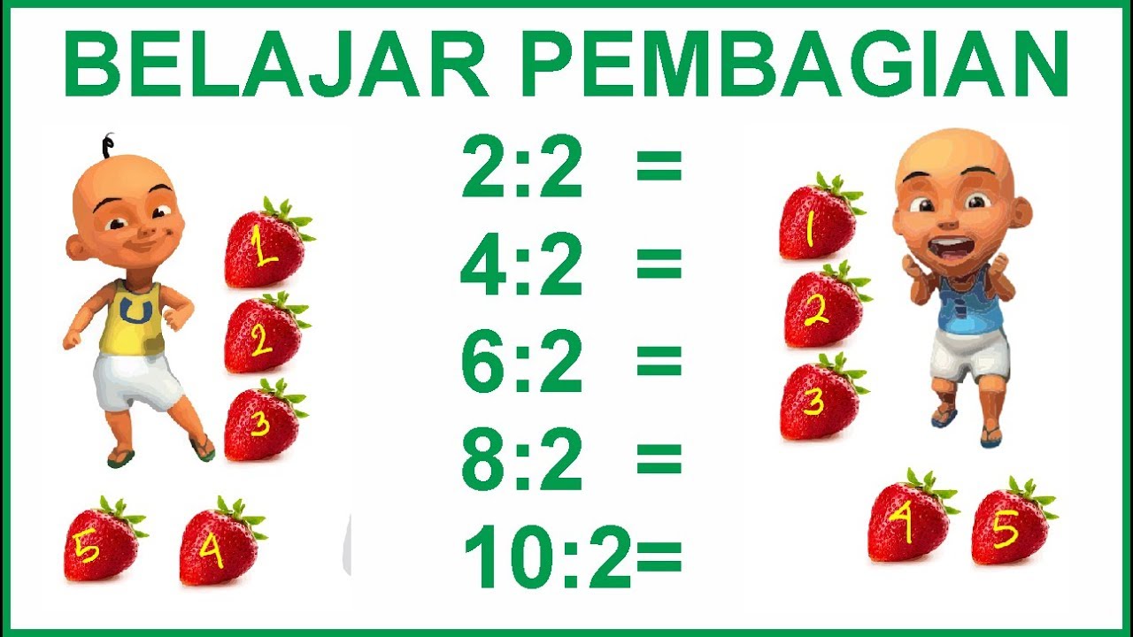 Belajar pembagian bersama upin dan ipin  - bilangan dibagi dengan dua bagian 1