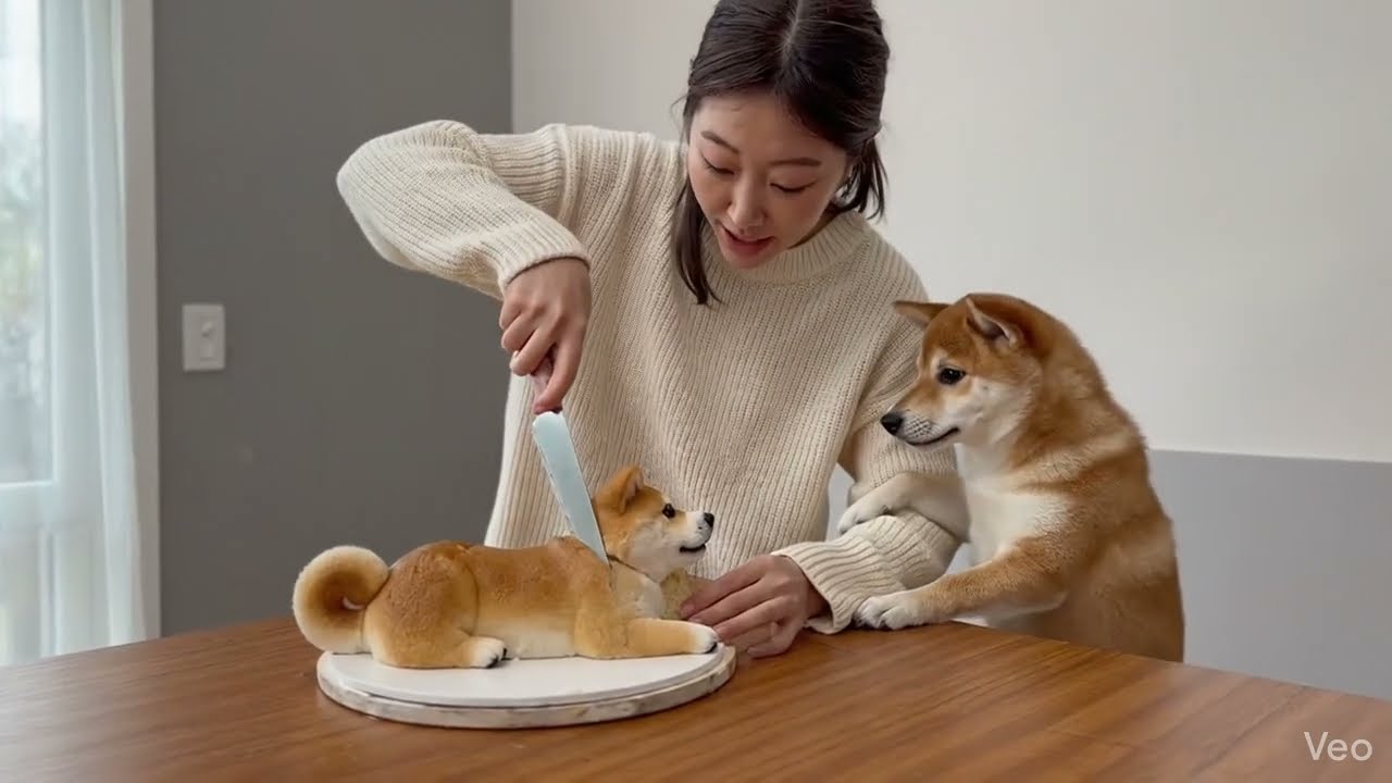 &ldquo;A real dog&rsquo;s reaction! It was shocked when the cake was cut.
