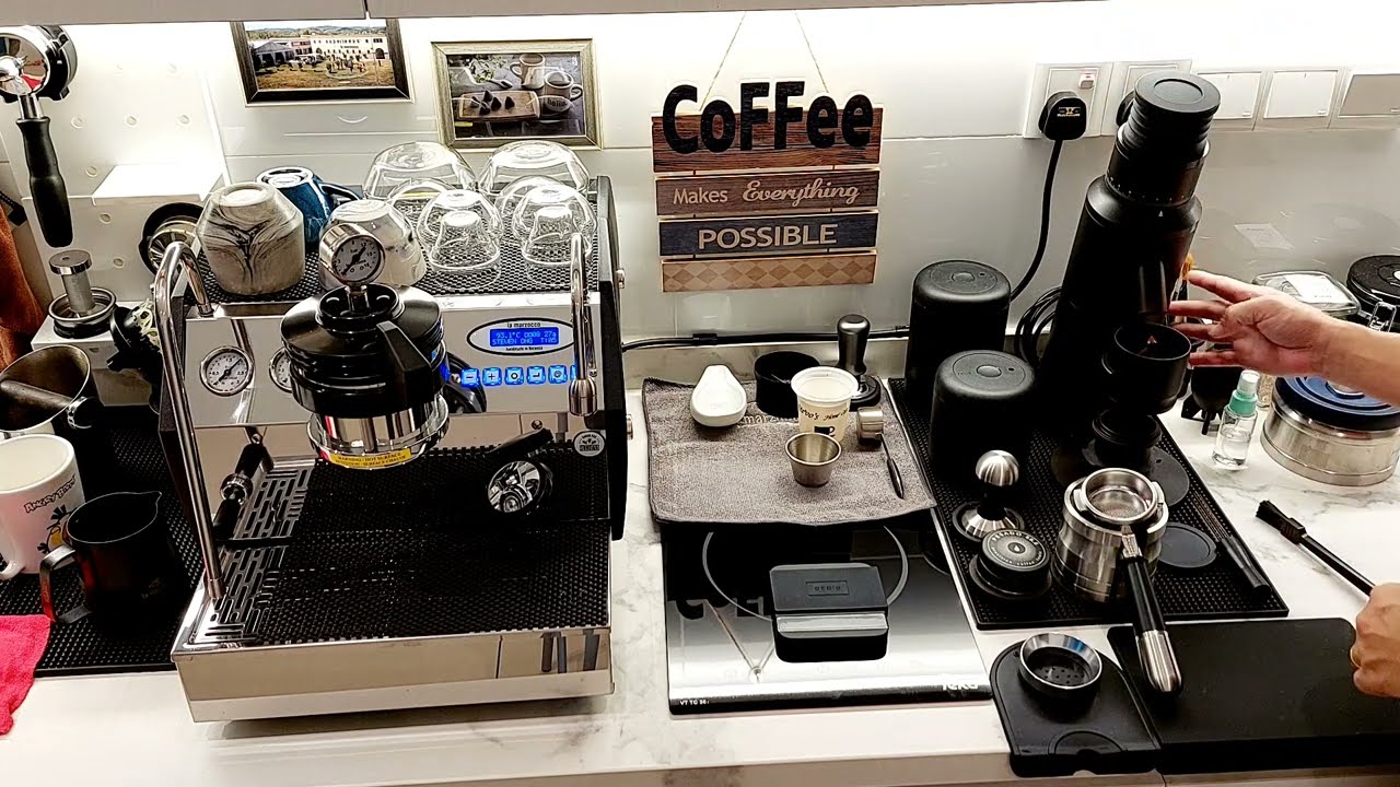 Morning routine brewing coffee