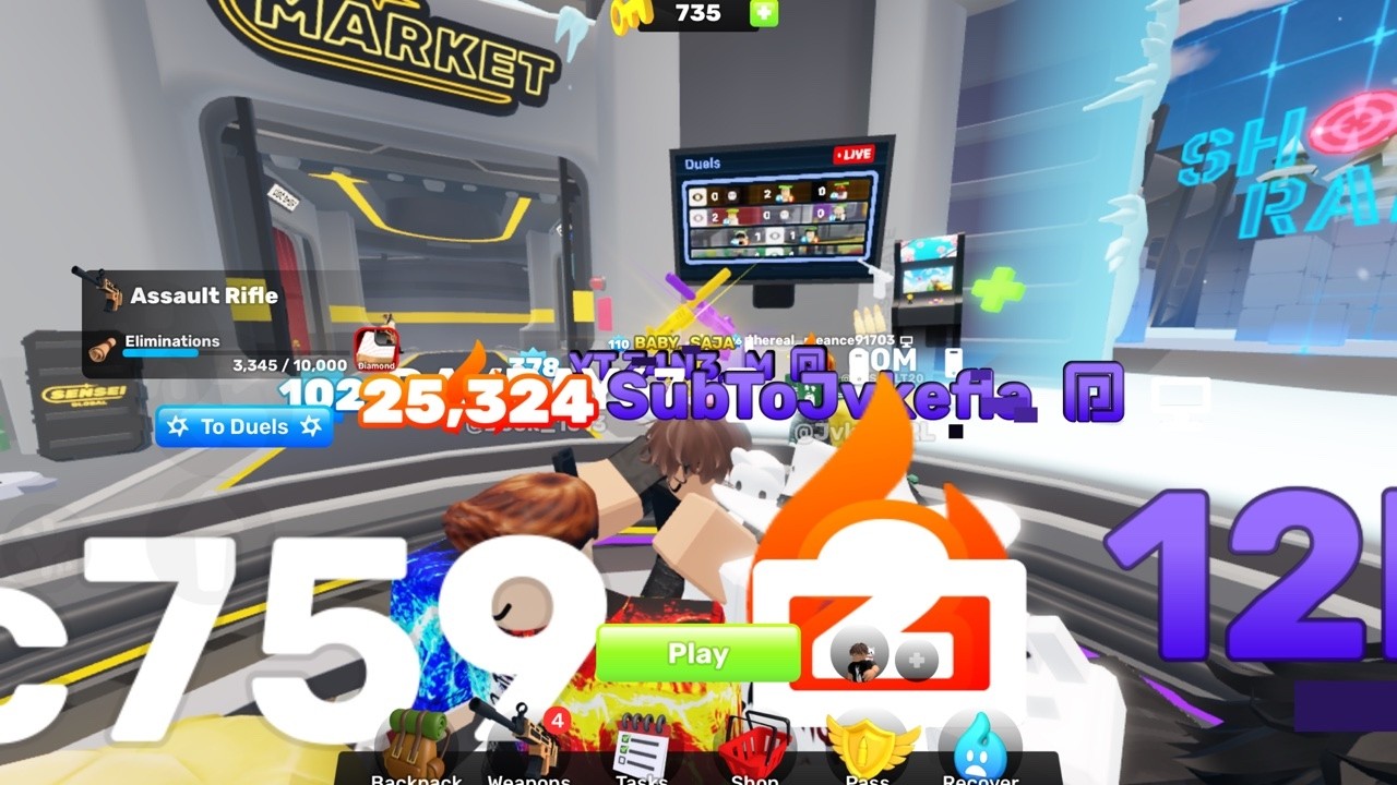 playing roblox rivals live, 1v1ing viewers and more.