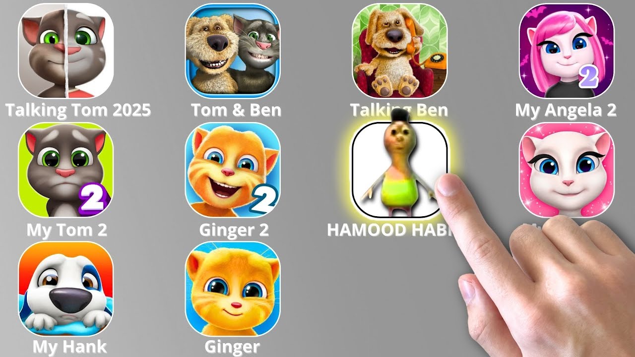 Talking Tom Cat,HAMOOD HABIBI Tower,Roblox,Talking Ben,Talking Angela,Talking Ginger,My Talking Hank