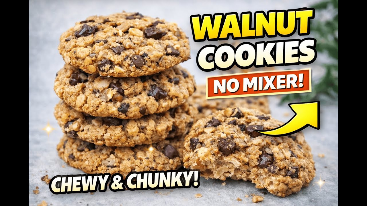 Classic Walnut Cookies 🍪 Chewy & Chunky (NO MIXER + One Bowl!)