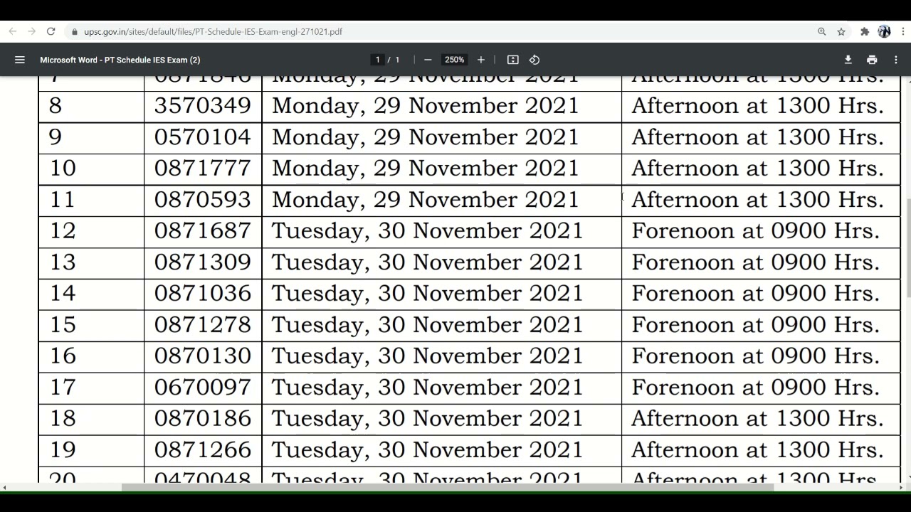 Personality Test Schedule - (IES 2021)