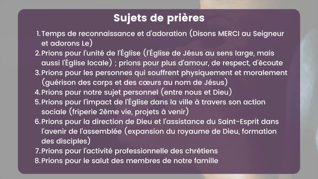 Semaine de prière - Lundi 1er décembre 2025