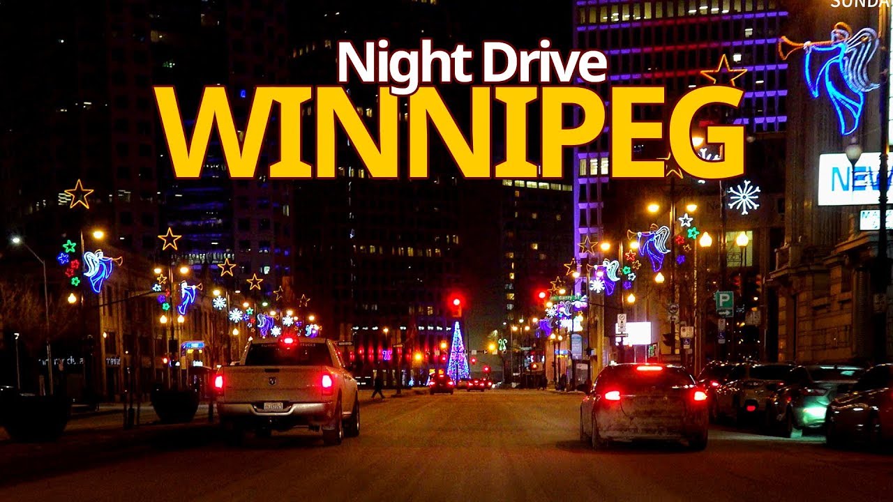 Winnipeg 4K - Night Drive - Driving Downtown - Manitoba, Canada