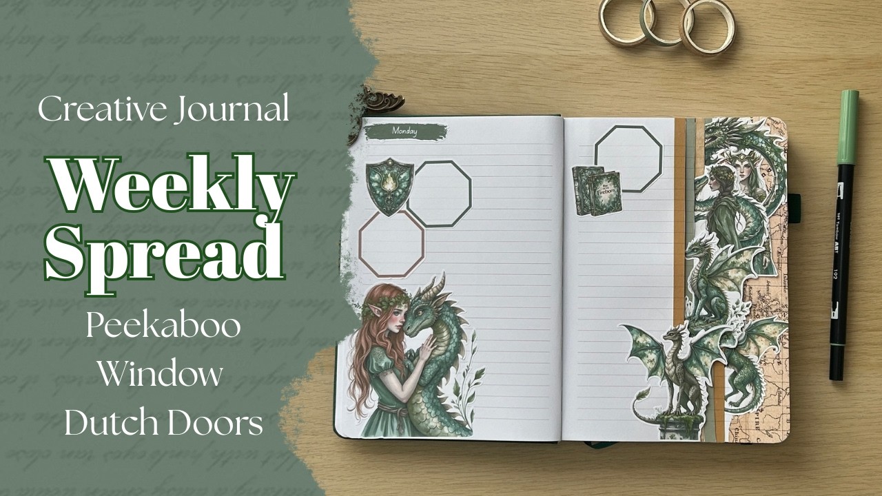 Weekly Creative Journal Spread 🐉 Enchanted Dragon Sticker Kit | A5 TIEFOSSI Journal