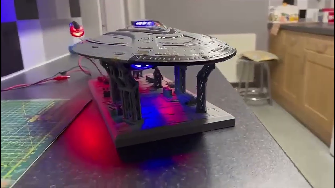 Star Trek Enterprise F 3D printed Model kit built and lit