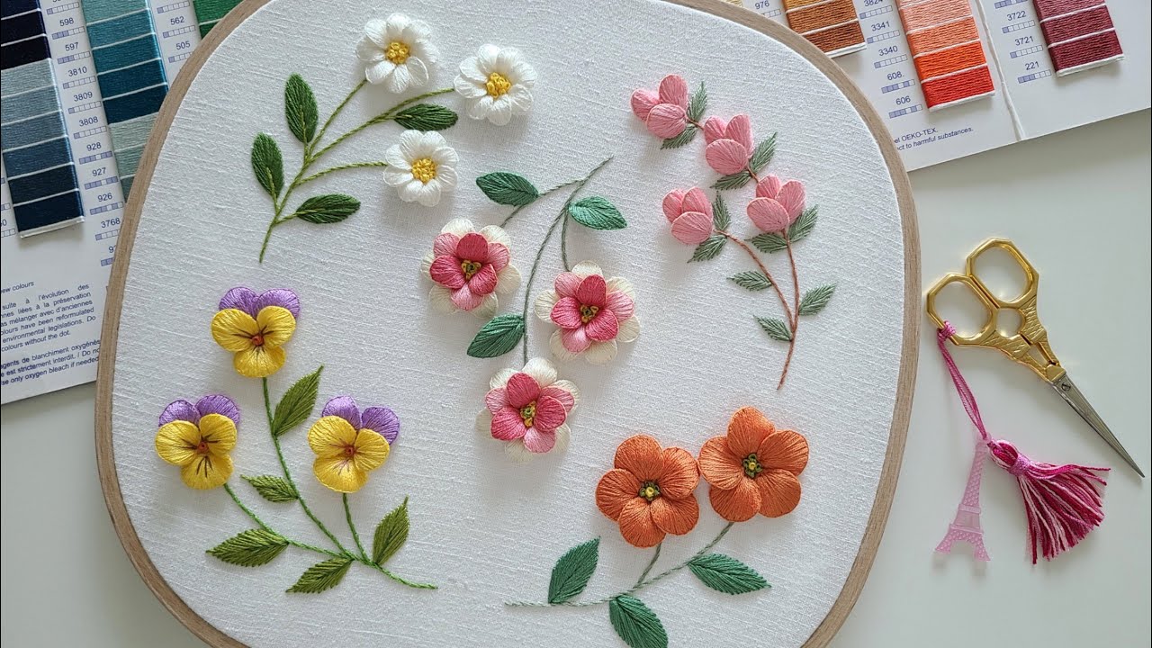 프랑스자수 l 와이어 입체 꽃자수 Three-dimensional wire flower embroidery