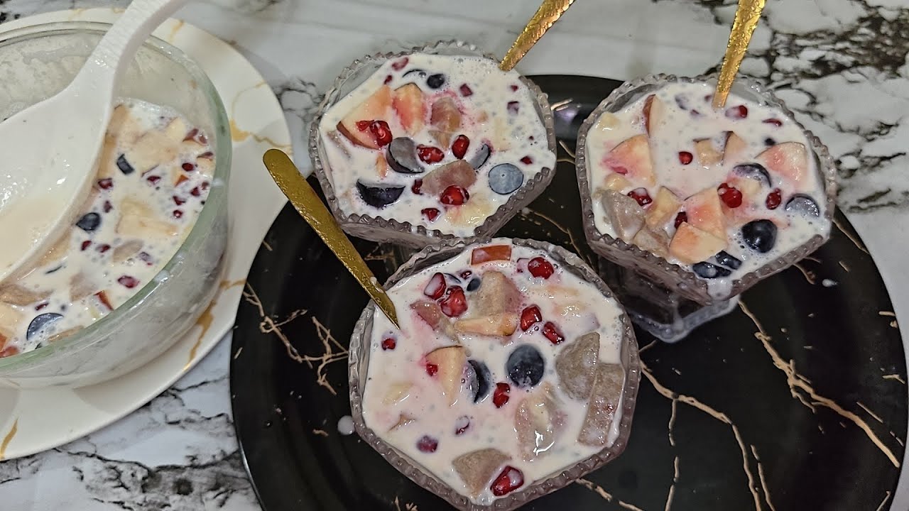 Fruit cream pudding 🍎🍌🍇Ramzan Iftari Special | फ्रूट्स क्रीम पुडिंग | रमजान इफ्तारी स्पैशल 
