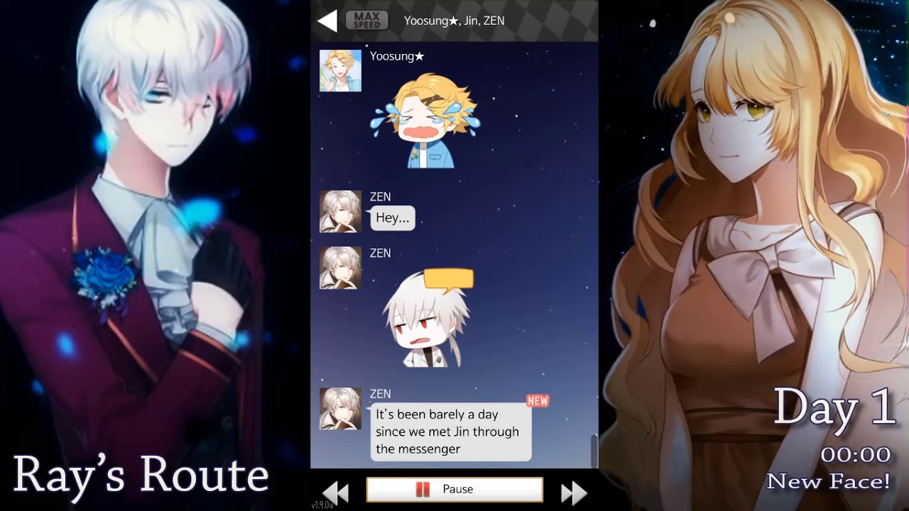 Day 1, Chat 1(00:00)【RAY ROUTE】-MYSTIC MESSENGER-