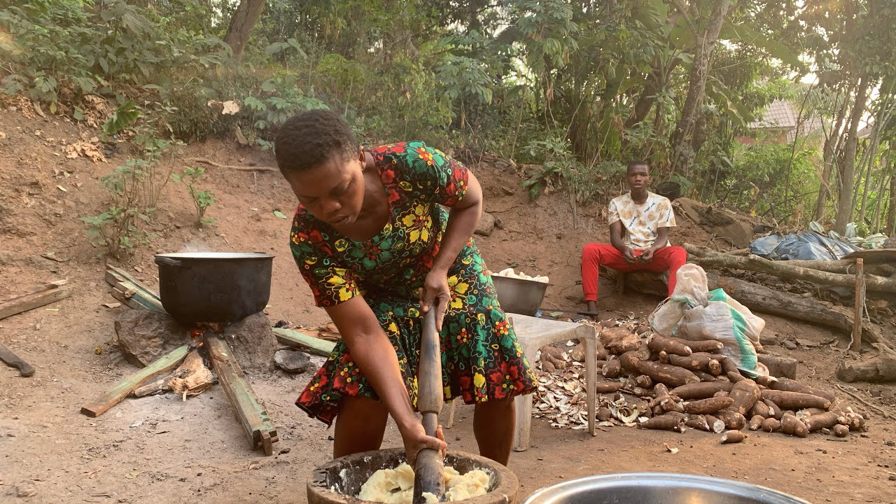 Authentic African Life of Village Mum & Children: Easy Dinner Recipe Fufu, Oha Soup & Family Bonding