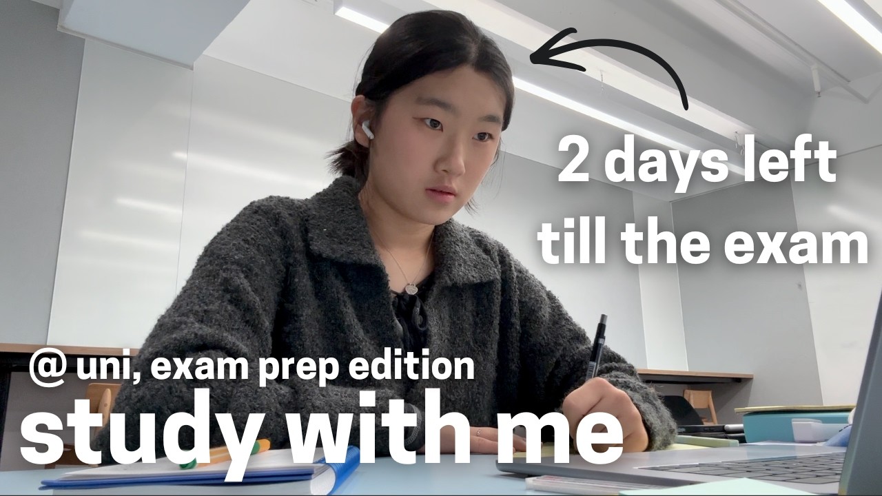 5.5 hour study with me at uni | 2 days before my exam (60/10 pomodoro + real-time sounds)