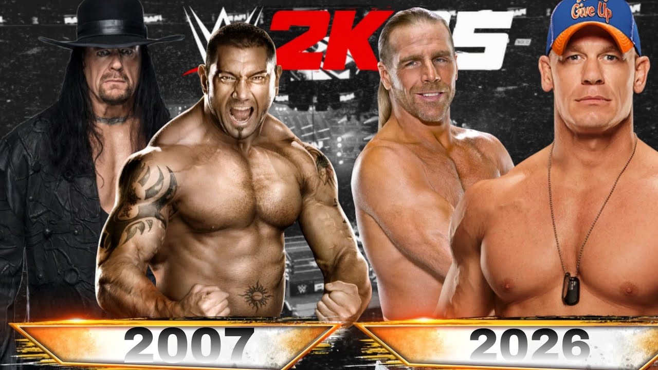 WWE 2007 VS 2026:John Cena & Shawn Michaels vs. Batista & Undertaker #wwe