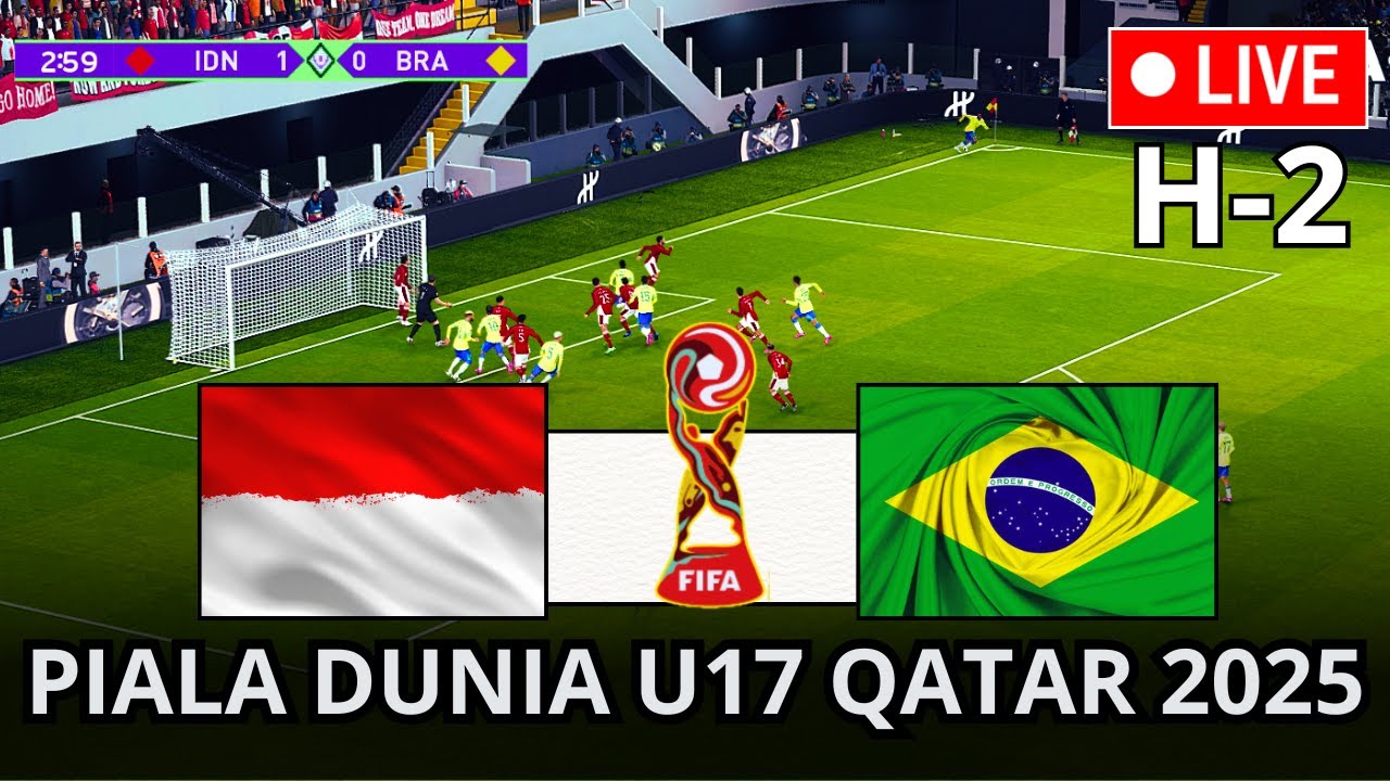 LIVE 🔴INDONESIA U17 vs BRAZIL U17 H - 2 | FIFA U17 World Cup Qatar 2025 | Virtual Match