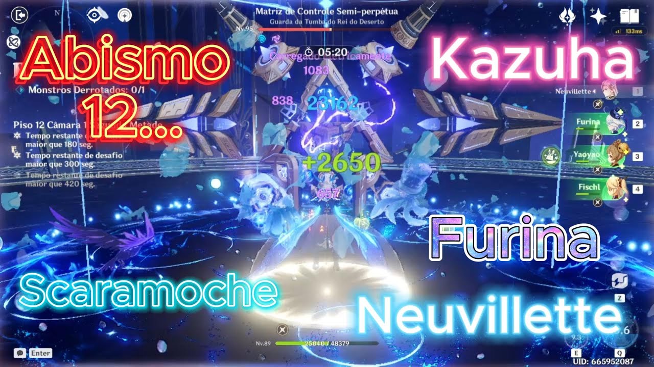Abismo 12 - Scaramouche, Kazuha, Furina e Neuvillette C0... I Genshin Impact...