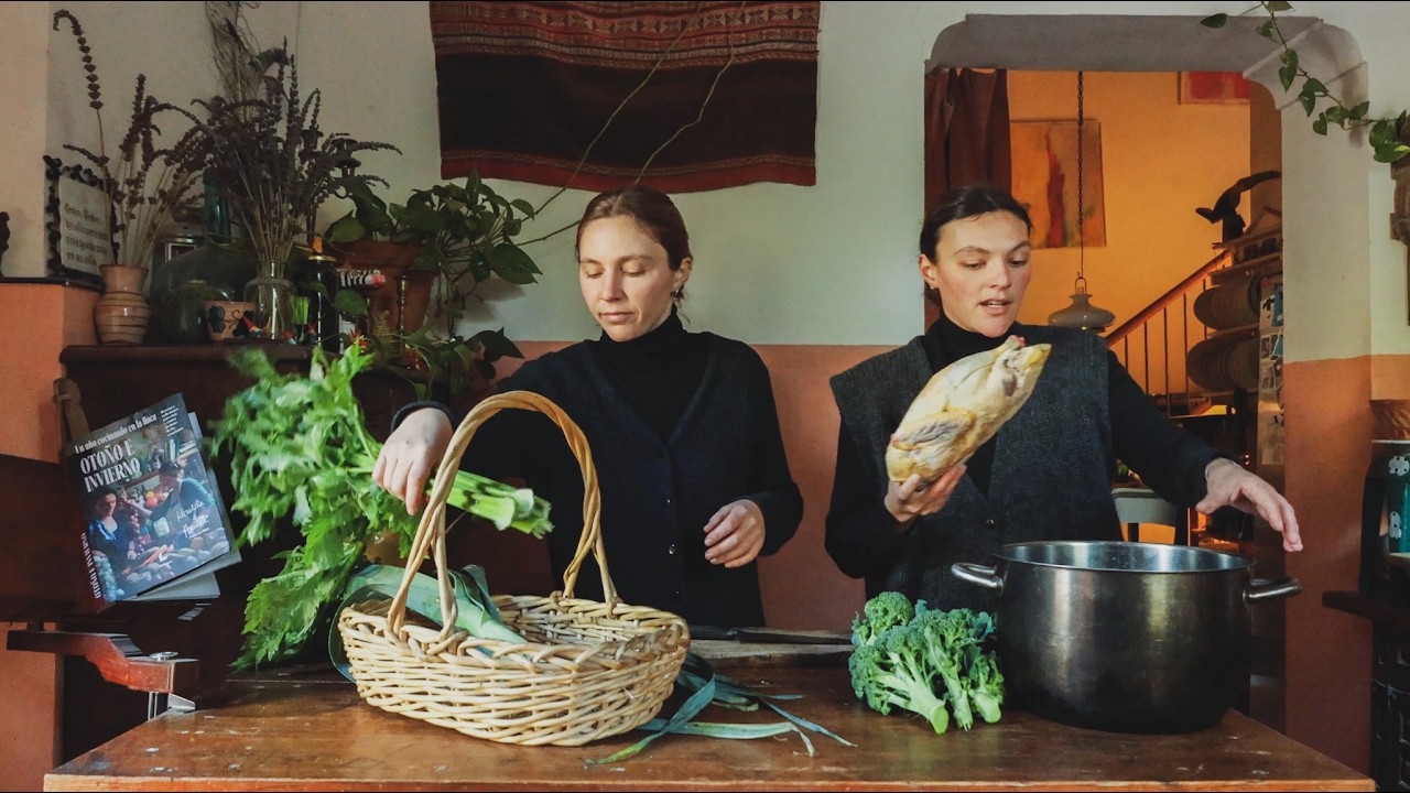 Cosechas del huerto familiar en PLENO INVIERNO y Sopa en la cocina de leña