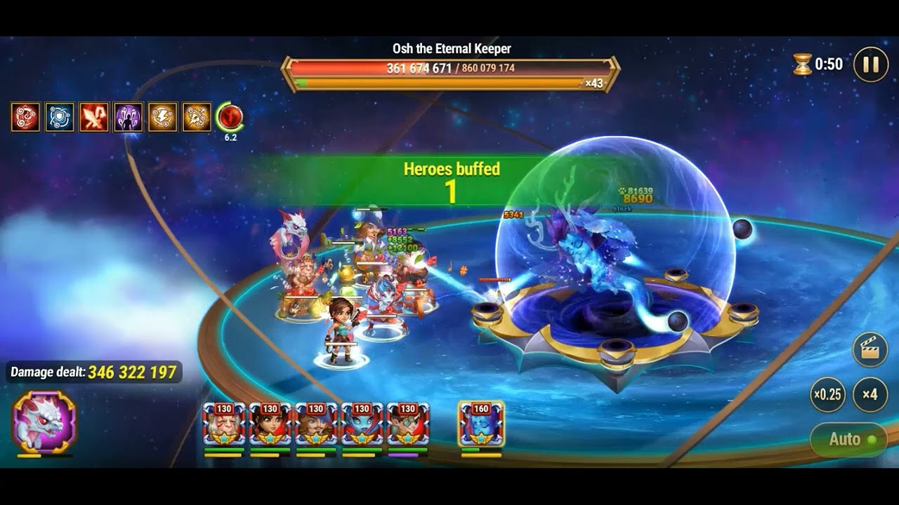 522 mil dmg vs 160 Osh Asgard boss full fight (Hero Wars Dominion Era)