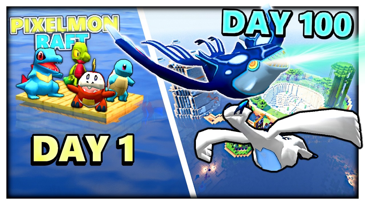 We Spent 100 Days On A Pixelmon Raft