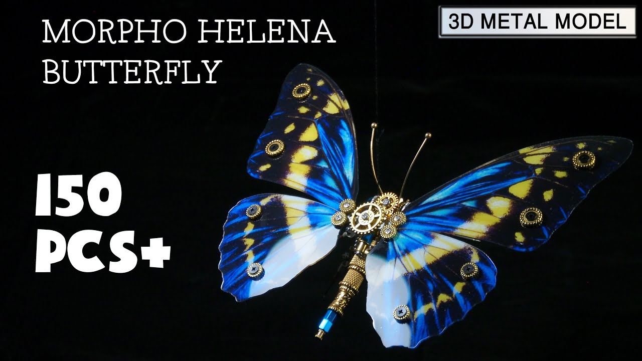 3D Metal Puzzle: Morpho Helena Butterfly Model Kit - Stunning Steampunk DIY Build!