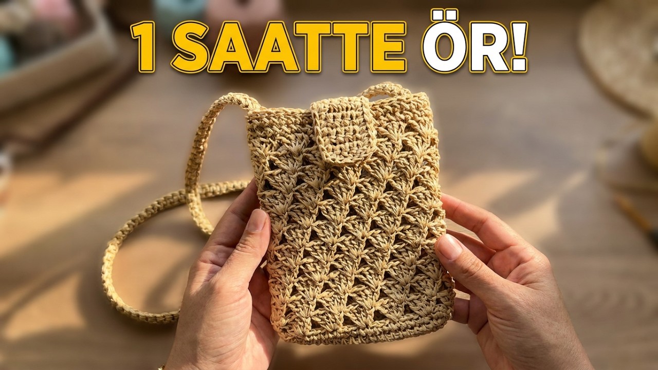 Вязаная сумка для телефона за 1 день | Простой узор из рафии | Easy Crochet Phone Bag
