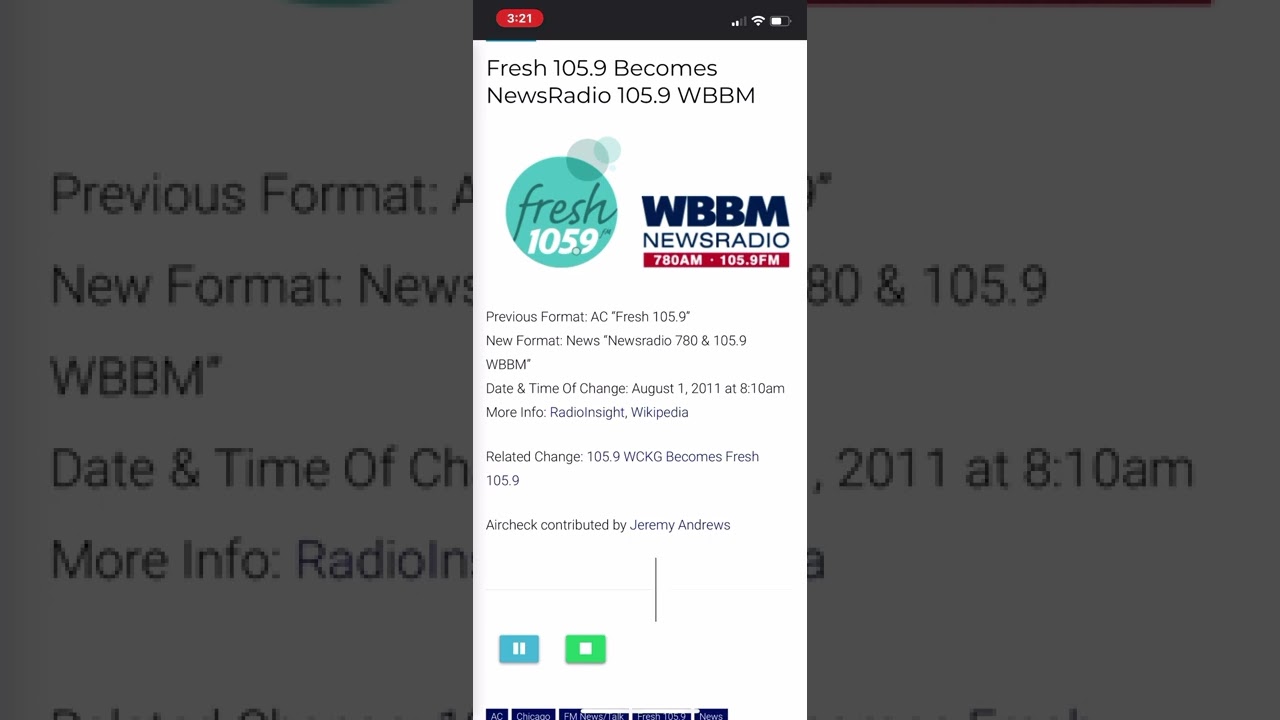 Fresh-FM 105.9 becomes WBBM News Radio 780 &bull; 105.9 (WCFS-FM)