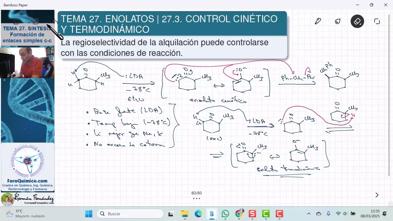 TEMA 27. FORMACIÓN DE ENLACES C-C | ENOLATOS | 27.3. CONTROL CINÉTICO Y TERMODINÁMICO