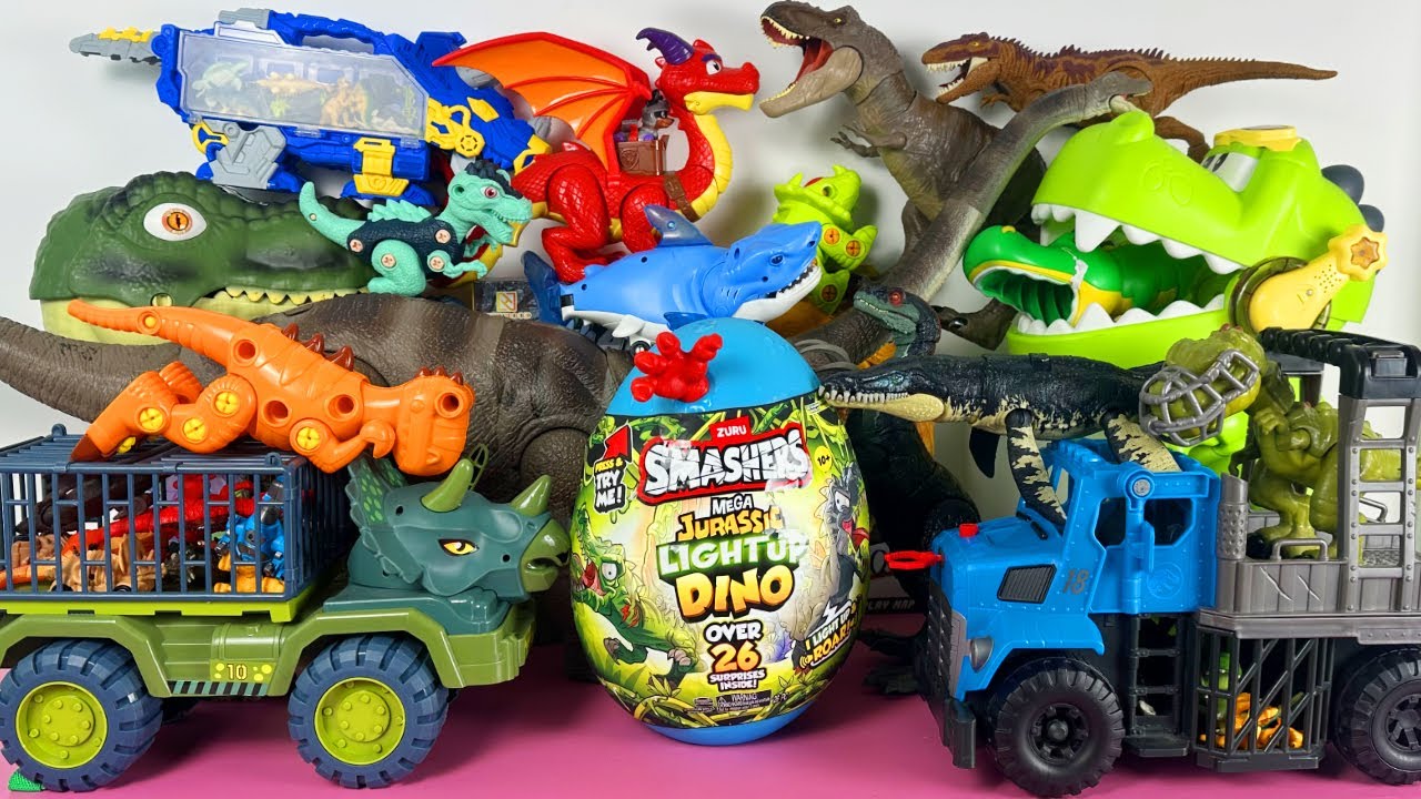 Satisfying ASMR Unboxing Jurassic World Dinosaur T-rex Brachiosaurus Megalodon Spinosaurus Dragon
