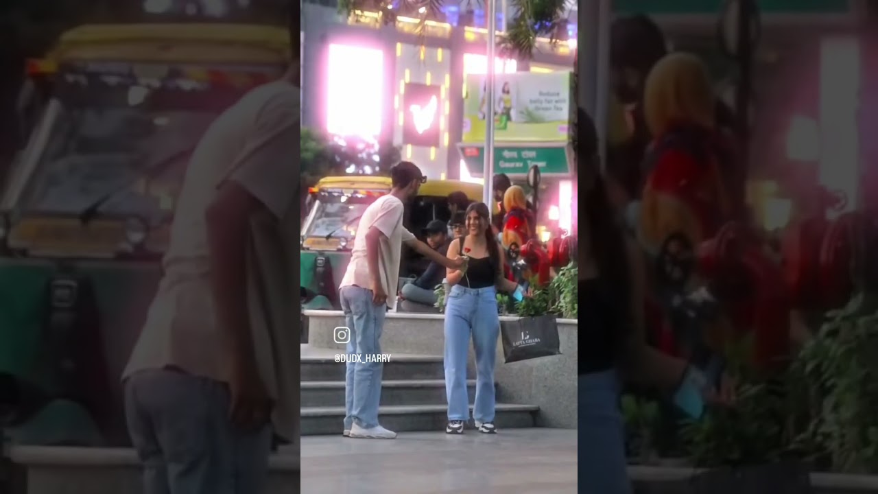 Girl shocked #random #rose #reaction #girl #prank