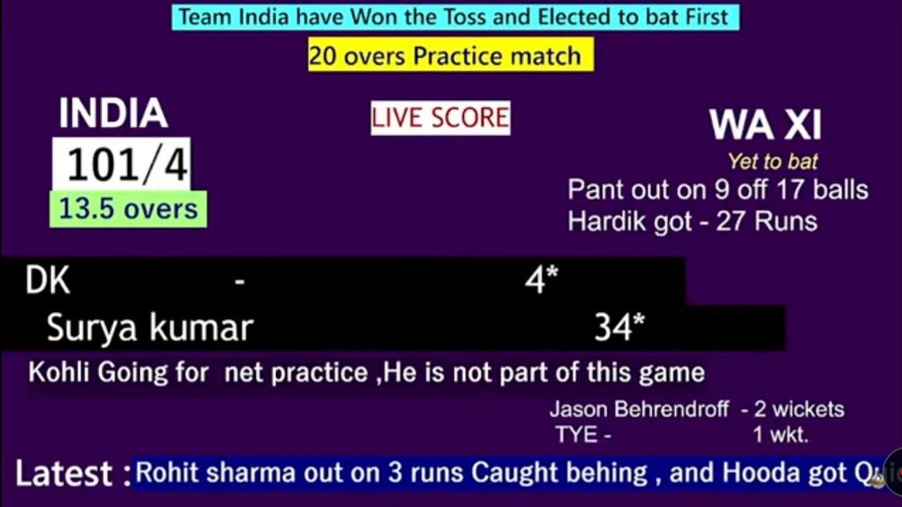 India Vs Western AUSTRALIA XI Live streaming || WACA Live Streaming || India Practice match Today